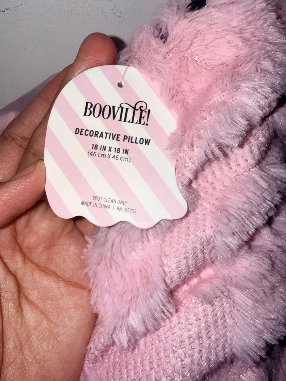 Plush Pink Pillow with Fun ghosts